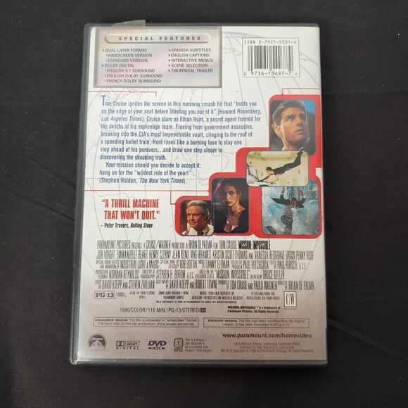 Mission: Impossible (1996 Film) Action/Thriller Movie [DVD] - Picture 3 of 3
